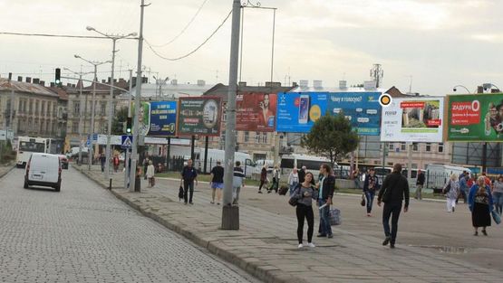Фото рекламной плоскости по адресу Черновицкая ул. (р-ок Привокзальный, Пригородный вокзал) в сторону города
