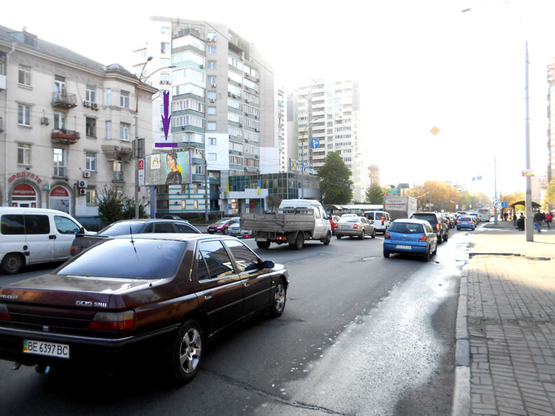 Фото рекламной плоскости по адресу пр. Лобановского,7, направление на Московскую пл.