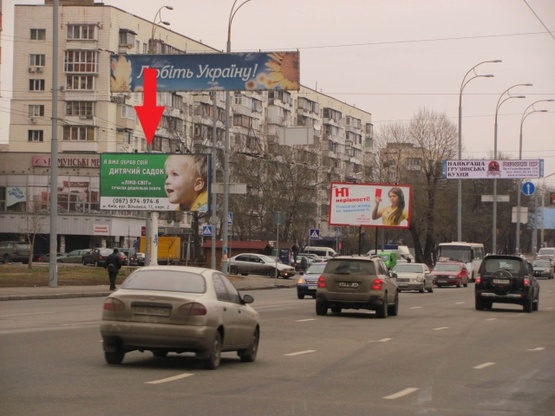 Фото рекламной плоскости по адресу Глушкова Ак. просп., 130 (ст. м. Выставочный центр, напротив НВЦ, "Институт биологии" КНУ, направл. Краснозвездный просп.)