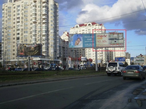 Фото рекламной плоскости по адресу Маршала Тимошенко ул. / Оболонский проспект (возле дома №26)