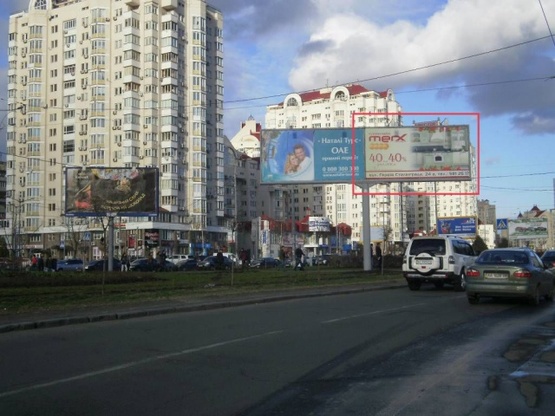 Фото рекламной плоскости по адресу Маршала Тимошенко ул. / Оболонский проспект (возле дома №26)