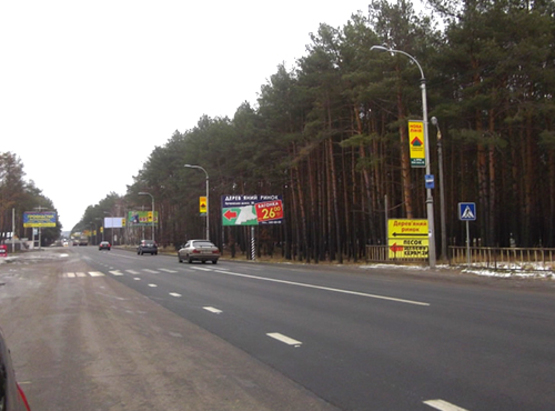 Фото рекламної площини за адресою ул. Шевченка, км 25+300 м (слева), направление в Киев