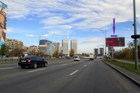 Фото рекламной плоскости по адресу пр. Бажана, ст.м. Вирлиця  виїзд з міста