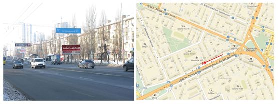 Фото рекламной плоскости по адресу Воз'єднання, 10/1 (у напрямку моста Патона)