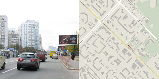 Фото рекламной плоскости по адресу Харківське шосе, 121/3  - навпроти універсама "Київ"