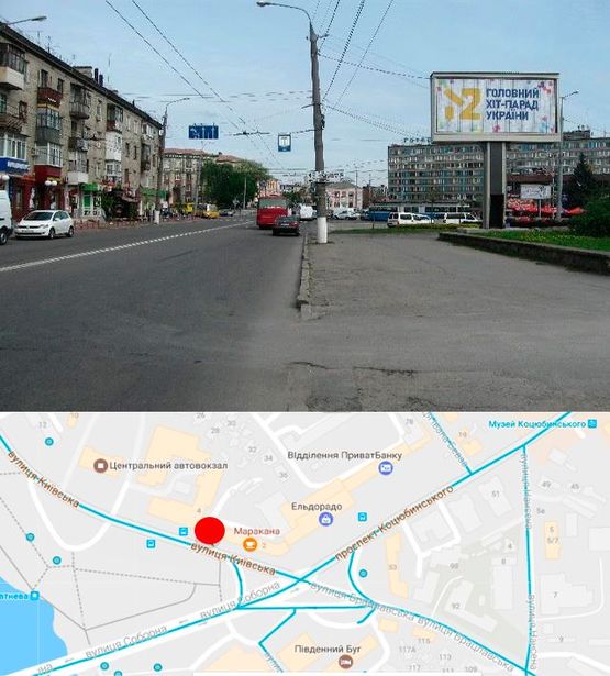 Фото рекламної площини за адресою ул.Киевская-подъезд к пл.героев Чернобыля