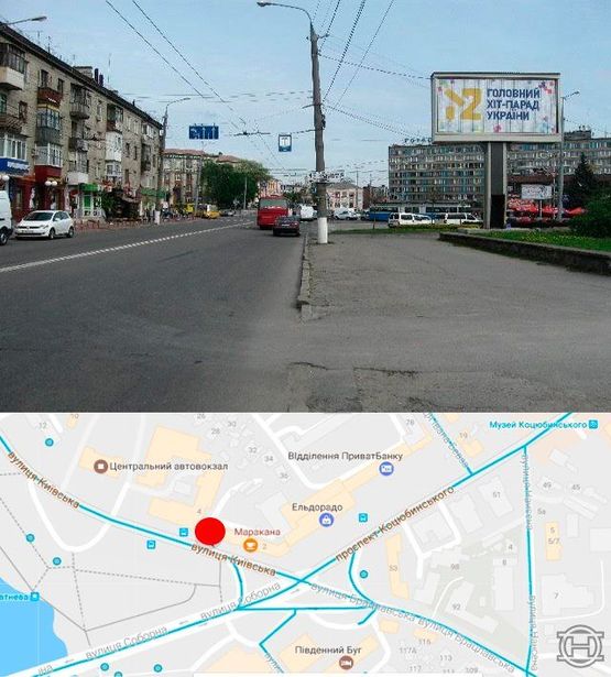 Фото рекламної площини за адресою ул.Киевская-подъезд к пл.героев Чернобыля