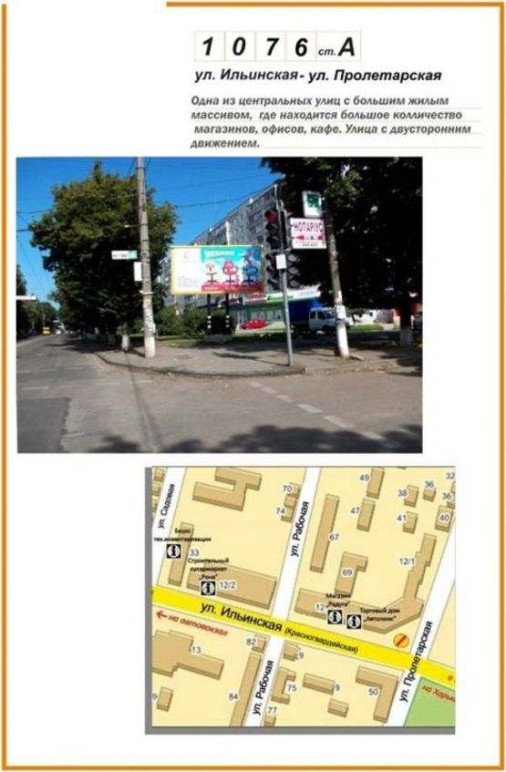 Фото рекламной плоскости по адресу ул. Ильинская - ул. Пролетарская
