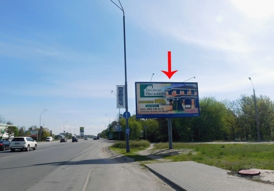 Фото рекламной плоскости по адресу Броварський пр-т перед виїздом з вул. Попудренка