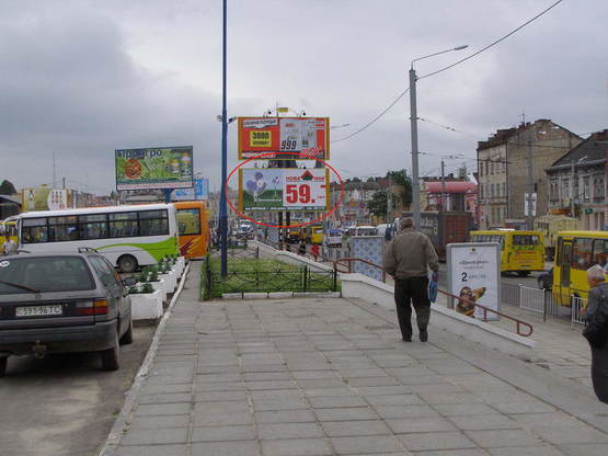 Фото рекламной плоскости по адресу Городоцька  К3( приміський вокзал, напроти привокзальний ринок ст. В нижній №9 )