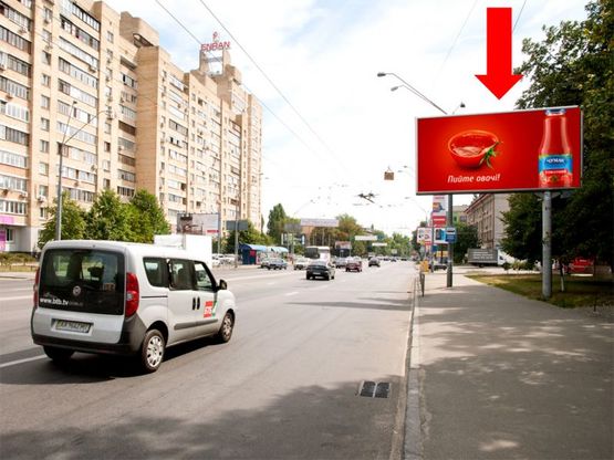 Фото рекламної площини за адресою Довженко ул., 7-А, в сторону ст. м. "Шулявская"