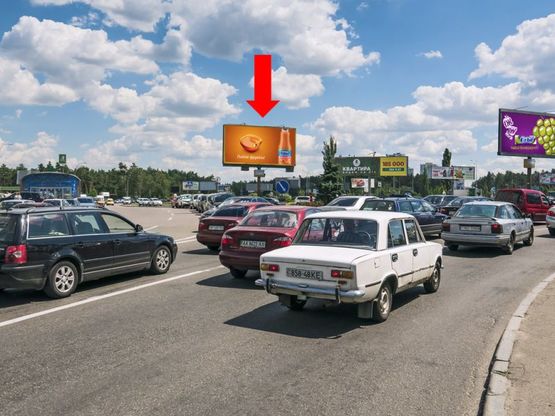 Фото рекламної площини за адресою Харьковская пл., разделитель, выезд с Харьковское шоссе в сторону пр. Бажана