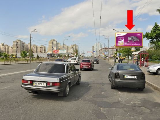 Фото рекламной плоскости по адресу Маяковского пр., 54/9 / Данькевича ул., напротив супермаркета "Billa", в сторону Цветаевой ул.
