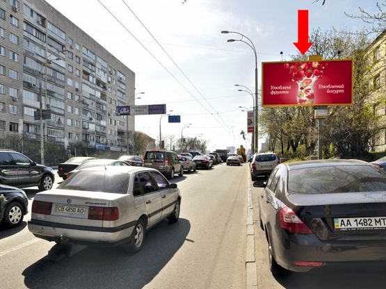 Фото рекламной плоскости по адресу Черновола ул., 26/2 / Андрющенка ул., в сторону Победы пр.