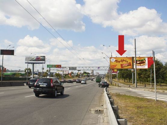Фото рекламної площини за адресою Бандеры пр. (бывш. Московский пр.), выезд с Героев Сталинграда пр., в сторону ст. м. "Почайна" (бывш. ст. м. "Петровка")
