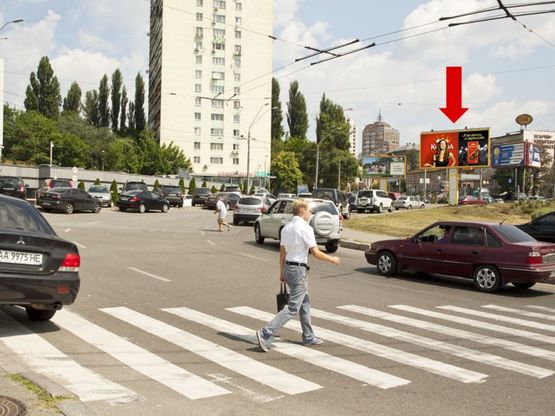 Фото рекламної площини за адресою Победы пр., выезд на Воздухофлотский пр., в сторону Соломенская пл.