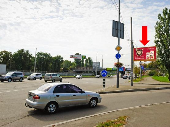 Фото рекламной плоскости по адресу Броварской пр., поворот на Малышка ул., в сторону ст. м. "Левобережная"