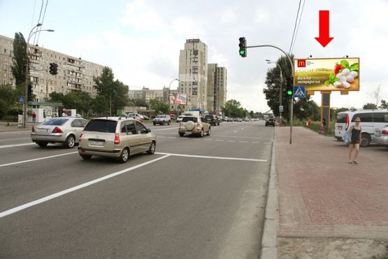 Фото рекламной плоскости по адресу Днепровская Набережная, 9А, в сторону Бажана пр.