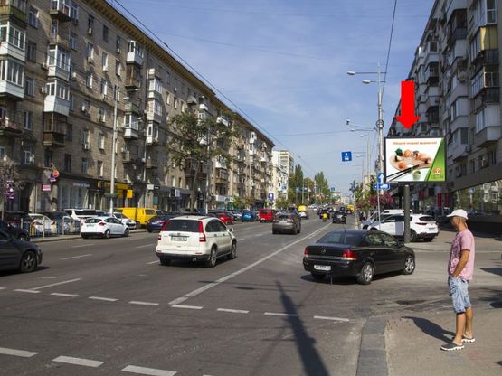 Фото рекламної площини за адресою Б. Васильковская ул. (бывш. Красноармейская ул.), 131, возле АЗС "Amic", в сторону ст. м. "Дворец Украина"