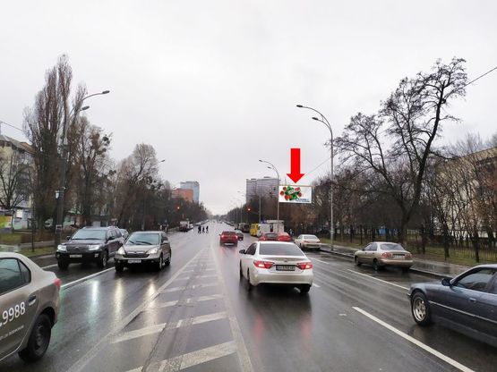 Фото рекламной плоскости по адресу Васильковская ул. 90-А, в сторону ст.м. "Выставочный центр"