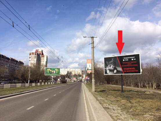 Фото рекламной плоскости по адресу Черновола просп, 99, (парк 700-лет Львова, маркет "Арсен", ПравексБанк, ПриватБанк, магазин строй.материалов), в направл. ул. Варшавской