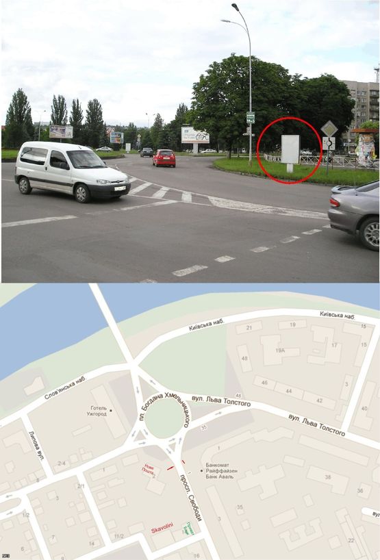 Фото рекламної площини за адресою пр. Свободи, 2 (Центр, перед світлоф., пішохідний перехід, напроти 16-поверхівки, інтенсивний рух)