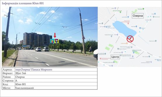 Фото рекламної площини за адресою пер.Озерна/ Панаса Мирного
