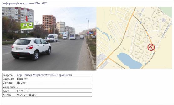 Фото рекламної площини за адресою пер.Панаса Мирного/Устима Кармелюка