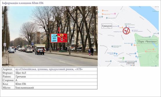 Фото рекламной плоскости по адресу вул.Олімпійська, зупинка, продуктовий ринок, «АТБ»