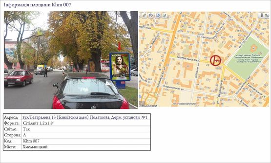Фото рекламной плоскости по адресу вул.Героїв Майдану,13  Податкова, алея банків №1