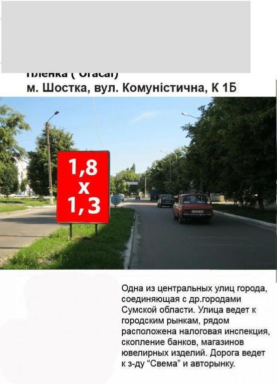 Фото рекламної площини за адресою ул. Коммунистическая  1