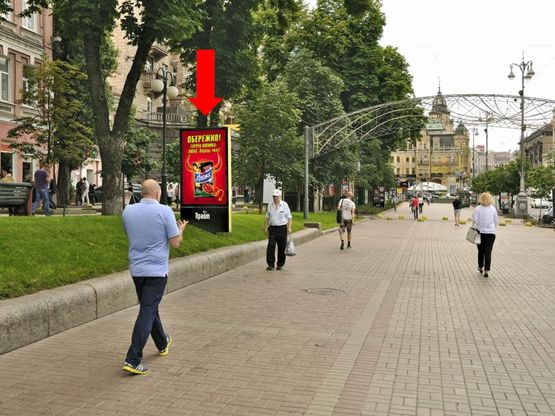 Фото рекламной плоскости по адресу Крещатик ул., 27, в сторону Бессарабская пл.