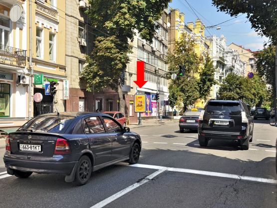 Фото рекламной плоскости по адресу Б. Житомирская ул., 16 / Стрелецкая, светофор, в сторону Владимирская ул.