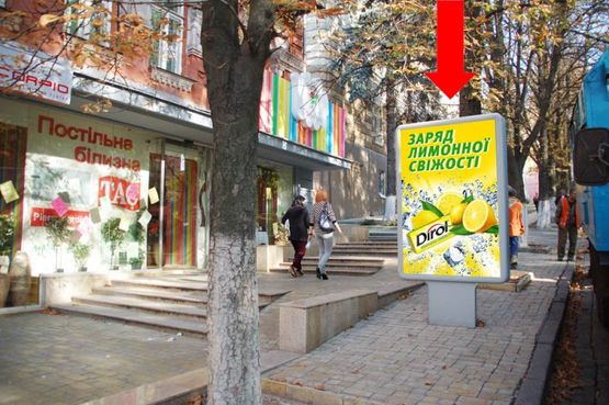 Фото рекламной плоскости по адресу Яворницкого пр. (бывш. Маркса пр.), 38, возле ресторана "Репортер"