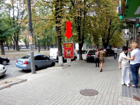 Фото рекламної площини за адресою Яворницкого пр. (бывш. Маркса пр.), 34, возле оружейного  магазина "Беркут"