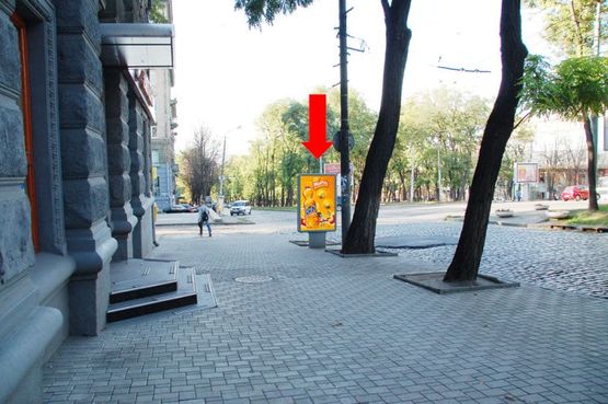 Фото рекламной плоскости по адресу Яворницкого пр. (бывш. Маркса пр.), 39 / Гоголя ул., банк "Кредит-Днепр"