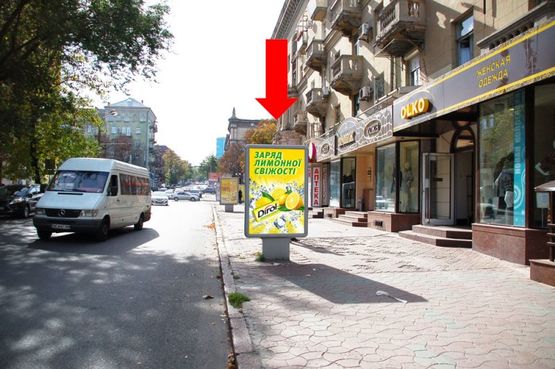 Фото рекламной плоскости по адресу Яворницкого пр. (бывш. Маркса пр.) / Харьковская ул., возле магазина "Имидж"