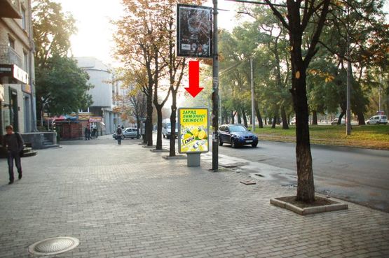 Фото рекламної площини за адресою Яворницкого пр. (бывш. Маркса пр.), 88, магазин "Ессо"