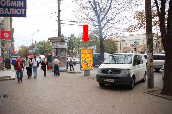 Фото рекламной плоскости по адресу Яворницкого пр. (бывш. Маркса пр.), 117 / Пастера ул., магазин "Collin's"