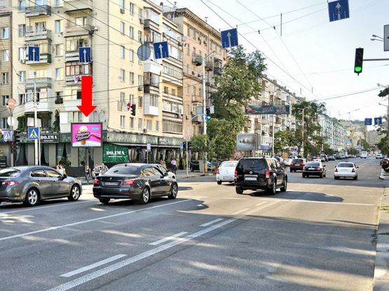 Фото рекламної площини за адресою Б. Васильковская ул. (бывш. Красноармейская ул.), 122 / Тверская ул., в сторону Крещатик ул.