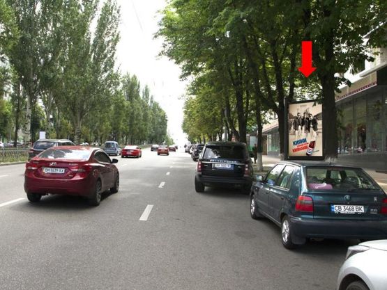 Фото рекламной плоскости по адресу Украинки бул., 22, в сторону пл. Л. Украинки