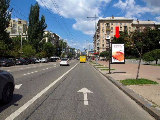 Фото рекламной плоскости по адресу Б. Васильковская ул., напротив д. 124, в сторону Дворца "Украина"