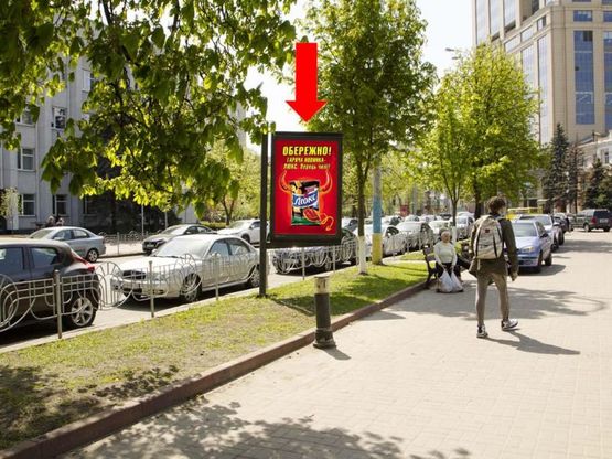 Фото рекламной плоскости по адресу Омельяновича - Павленко ул. (бывш. Суворова), 15, возле кинотеатра "Зоряный", в сторону ст.м. "Печерская"