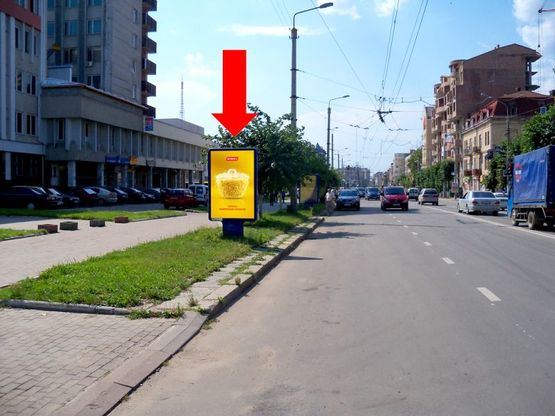 Фото рекламної площини за адресою Независимости ул. / Бандеры ул., 1, возле Педагогического института, "Укрсоцбанка"