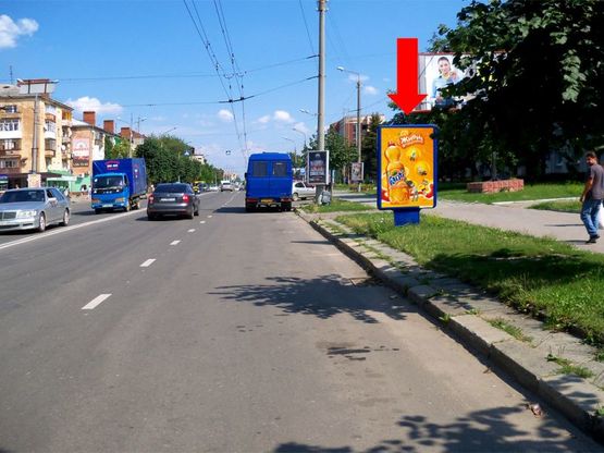 Фото рекламной плоскости по адресу Независимости ул. / Бандеры ул., 1, возле Педагогического института, "Укрсоцбанка"