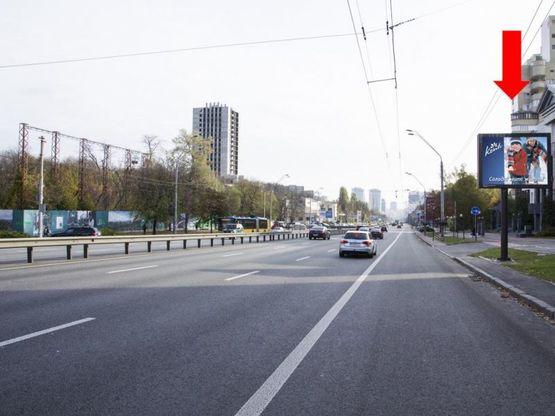 Фото рекламної площини за адресою Победы пр., 43, возле ресторана "Il Molino", 100м. до ул. Янгеля, в центр