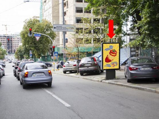 Фото рекламной плоскости по адресу Владимирская ул., 42/78 - ул. Саксаганского, в сторону ул. Жилянской