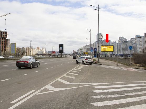 Фото рекламної площини за адресою Бажана пр. - ул.Заречная, в сторону ст. м. "Осокорки", из центра