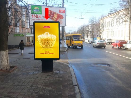 Фото рекламной плоскости по адресу Шевченко ул. / Б. Перспективная ул. (бывш. Маркса ул.), 32/34, возле магазина "Люкс"
