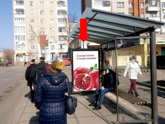 Фото рекламной плоскости по адресу Красной Калины пр., 109, ост. "пр. Красной Калины", в центр